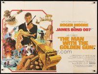 3e384 MAN WITH THE GOLDEN GUN British quad '74 art of Roger Moore as James Bond by McGinnis!