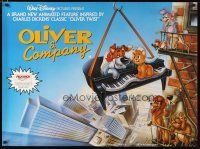 3e397 OLIVER & COMPANY British quad '88 great art of Walt Disney cats & dogs in New York City!