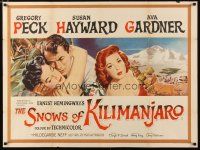 3e409 SNOWS OF KILIMANJARO British quad '52 Gregory Peck, Susan Hayward & Ava Gardner in Africa!