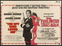 3e411 SPY WHO LOVED ME/PINK PANTHER STRIKES AGAIN British quad '70s Roger Moore, Peter Sellers!