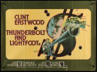 3e417 THUNDERBOLT & LIGHTFOOT British quad '74 artwork of Clint Eastwood with HUGE gun!