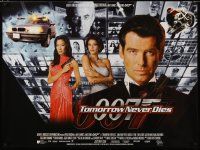 3e420 TOMORROW NEVER DIES DS British quad '97 Pierce Brosnan as 007, Yeoh, sexy Teri Hatcher!