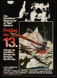 3e768 FRIDAY THE 13th Danish '80 great Joann art, slasher horror classic, 24 hours of terror!