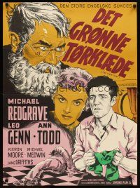 3e775 GREEN SCARF Danish '56 Michael Redgrave defends a blind/deaf/mute man accused of murder!