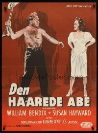 3e779 HAIRY APE Danish '50 written by Eugene O'Neill, art of William Bendix & Susan Hayward, cool!