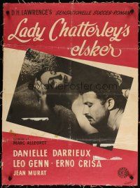 3e789 LADY CHATTERLEY'S LOVER Danish '56 pretty Danielle Darrieux & Leo Genn!