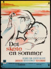 3e823 SUMMER PLACE Danish '60 Sandra Dee & Troy Donahue, young lovers classic, art by Stilling!