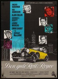 3e850 YELLOW ROLLS-ROYCE Danish '65 Ingrid Bergman, Alain Delon, cool Stilling art of car & stars!