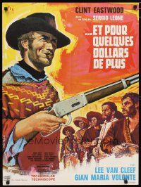 3e245 FOR A FEW DOLLARS MORE French 23x32 '66 Sergio Leone, Tealdi artwork of Clint Eastwood!