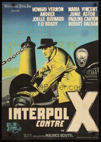 3e249 INTERPOL CONTRE X French 23x32 '60 cool crime artwork by Constantine Belinsky!