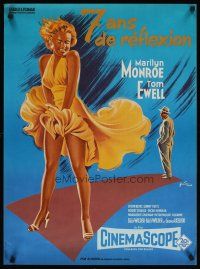 3e268 SEVEN YEAR ITCH French 23x32 R70s best art of Marilyn Monroe's skirt blowing by Grinsson!