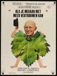 3e273 STUD French 23x32 '70 wacky image of Bourvil covered by large leaf!