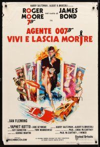 3e101 LIVE & LET DIE Italian 1sh '73 art of Roger Moore as James Bond by Robert McGinnis!