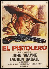 3e102 SHOOTIST Spanish Italian 1sh '78 cool different artwork of cowboy John Wayne & revolver!