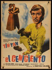 3e016 EL CENICIENTO Mexican poster '52 cool Josep Renau artwork of German Valdes as Tin-Tan!