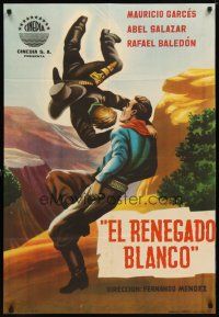 3e031 EL RENEGADO BLANCO Spanish '61 Mauricio Garces, cool western cowboy action artwork!