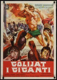 3e196 GOLIATH AGAINST THE GIANTS Yugoslavian '61 Brad Harris, Goliath Contro I Giganti, action art