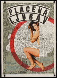 3e221 SPERRBEZIRK Yugoslavian '66 cool image of sexy naked girl covered by map!
