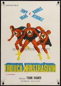 3e228 THREE FANTASTIC SUPERMEN Yugoslavian '67 cool comic book woman super hero art!