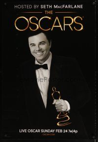 3f019 85TH ANNUAL ACADEMY AWARDS 1sh '13 wacky Seth MacFarlane holding flaming Oscar!