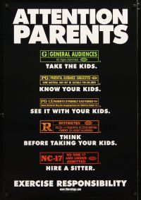 3f060 ATTENTION PARENTS 1sh '00 MPAA rating guide for adults, exercise responsibility!