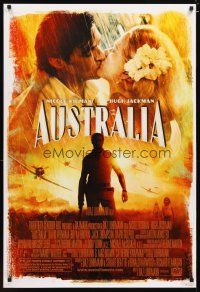 3f061 AUSTRALIA style 2R DS 1sh '08 Hugh Jackman & Nicole Kidman kissing in the rain!