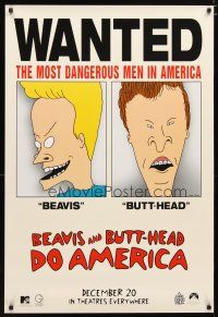 3f090 BEAVIS & BUTT-HEAD DO AMERICA teaser 1sh '96 Mike Judge, most dangerous men in America!
