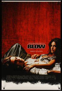 3f108 BLOW DS foil title 1sh '01 Johnny Depp & Penelope Cruz in cocaine biography!