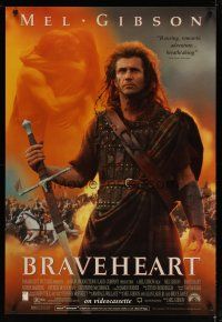 3f123 BRAVEHEART video 1sh '95 cool image of Mel Gibson as William Wallace!