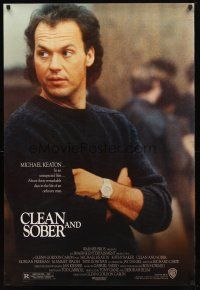 3f156 CLEAN & SOBER 1sh '88 former drug addict Michael Keaton kicks the habit!