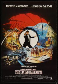 3f487 LIVING DAYLIGHTS English 1sh '87 artwork of Timothy Dalton as Bond & Maryam d'Abo w/rifle!
