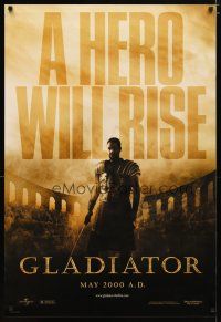 3f292 GLADIATOR teaser 1sh '00 a hero will rise, Russell Crowe, directed by Ridley Scott!