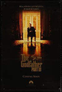 3f296 GODFATHER PART III teaser 1sh '90 best image of Al Pacino, Francis Ford Coppola!