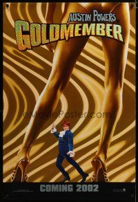 3f301 GOLDMEMBER foil title teaser 1sh '02 Mike Meyers as Austin Powers between sexy legs!