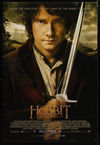 3f348 HOBBIT: AN UNEXPECTED JOURNEY int'l advance DS 1sh '12 Tolkien, Martin Freeman as Bilbo w/Sting!