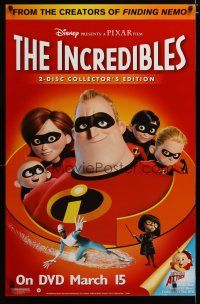 3f008 INCREDIBLES video 1sh '04 images of Disney/Pixar animated sci-fi superhero family!