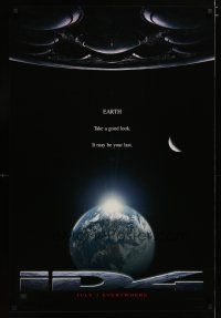 3f382 INDEPENDENCE DAY style B teaser 1sh '96 great image of enormous alien ship over Earth!