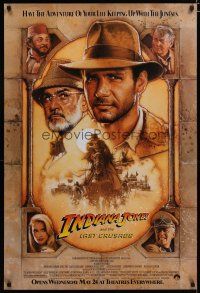 3f387 INDIANA JONES & THE LAST CRUSADE advance 1sh '89 art of Ford & Sean Connery by Drew Struzan!