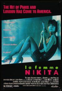 3f453 LA FEMME NIKITA 1sh '91 Luc Besson, sexy Anne Parillaud w/pistol!