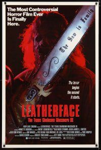 3f467 LEATHERFACE: TEXAS CHAINSAW MASSACRE III 1sh '90 the terror begins the second it starts!