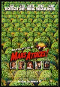 3f512 MARS ATTACKS! advance 1sh '96 directed by Tim Burton, great image of many alien brains!