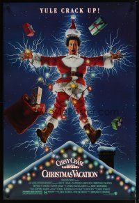 3f553 NATIONAL LAMPOON'S CHRISTMAS VACATION DS 1sh '89 Consani art of Chevy Chase, yule crack up!