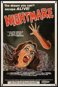 3f557 NIGHTMARE 1sh '81 wild cartoony horror image, the dream you can't escape ALIVE!