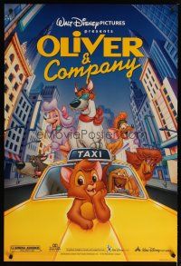 3f565 OLIVER & COMPANY DS 1sh R96 great image of Walt Disney cats & dogs in New York City!