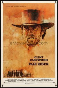 3f580 PALE RIDER 1sh '85 great artwork of Clint Eastwood by C. Michael Dudash!