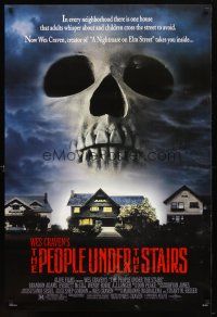 3f589 PEOPLE UNDER THE STAIRS 1sh '91 Wes Craven, cool image of huge skull looming over house!