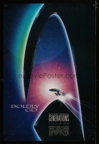 3f737 STAR TREK: GENERATIONS advance 1sh '94 cool sci-fi art of the Enterprise, Boldly Go!