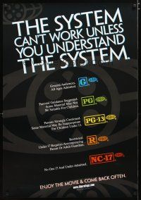 3f757 SYSTEM CAN'T WORK UNLESS YOU UNDERSTAND THE SYSTEM 1sh '00 MPAA rating guide!