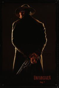 3f794 UNFORGIVEN dated teaser 1sh '92 classic image of gunslinger Clint Eastwood w/back turned!