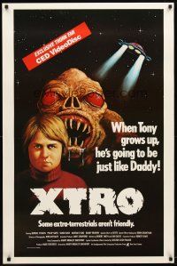 3f847 XTRO video 1sh '83 some extra-terrestrials aren't friendly, creepy art of alien!